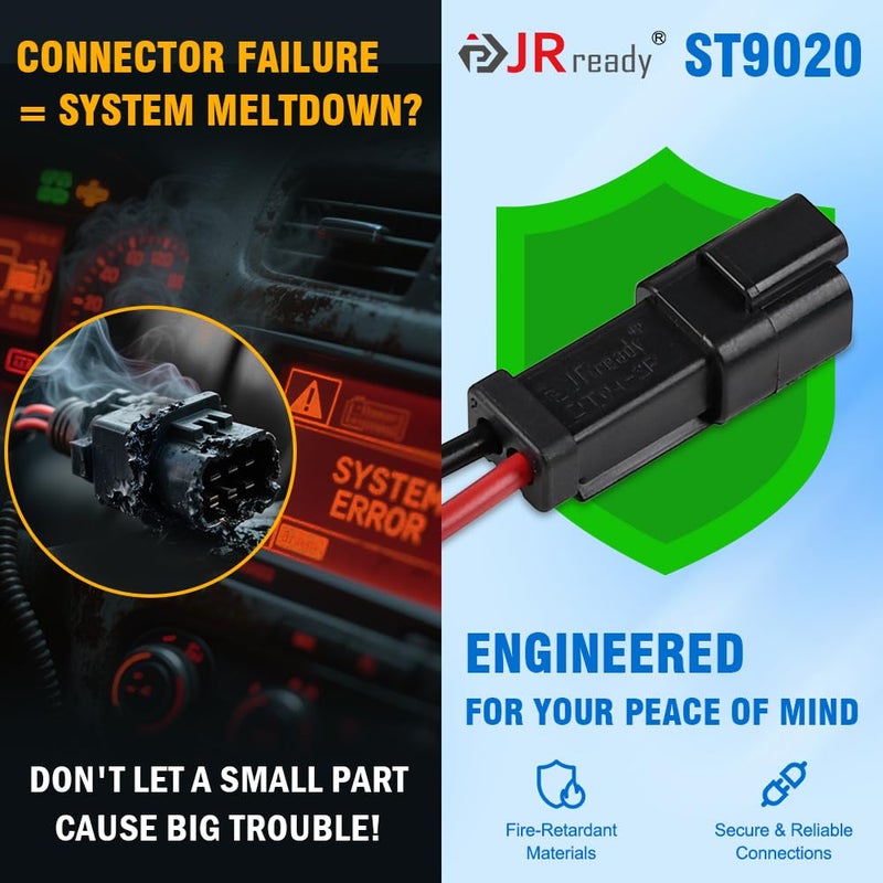 JRready طقم موصلات دويتش 2 دبوس - سلكين DT Pigtail أسود - 6 مجموعات موصلات ST9020 مقاومة للماء IP67 مع 24 قطعة موصلات طرفية، سلك سميك 14AWG (UL1015) - Image 4